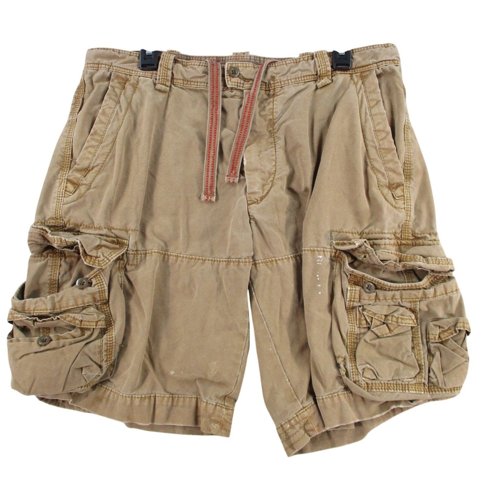 Polo Ralph Lauren Mens Tan Khaki Cargo Shorts Size 34 Utility Cotton Drawstring